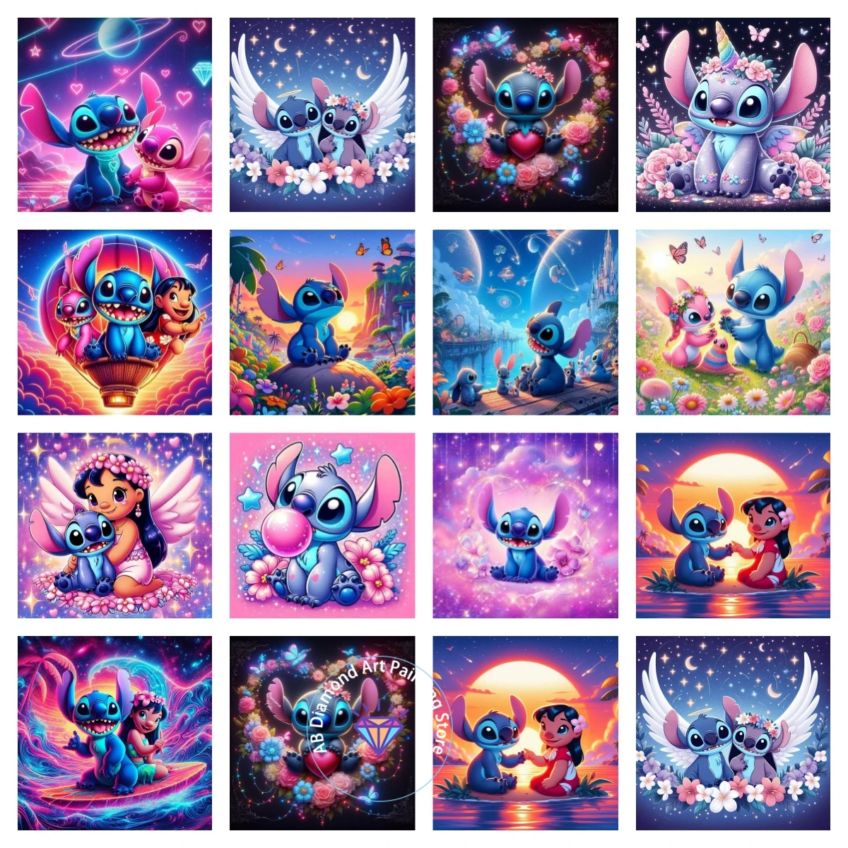 Kits Diamond Painting Stitch, Lilo & Angel - Art Scintillant