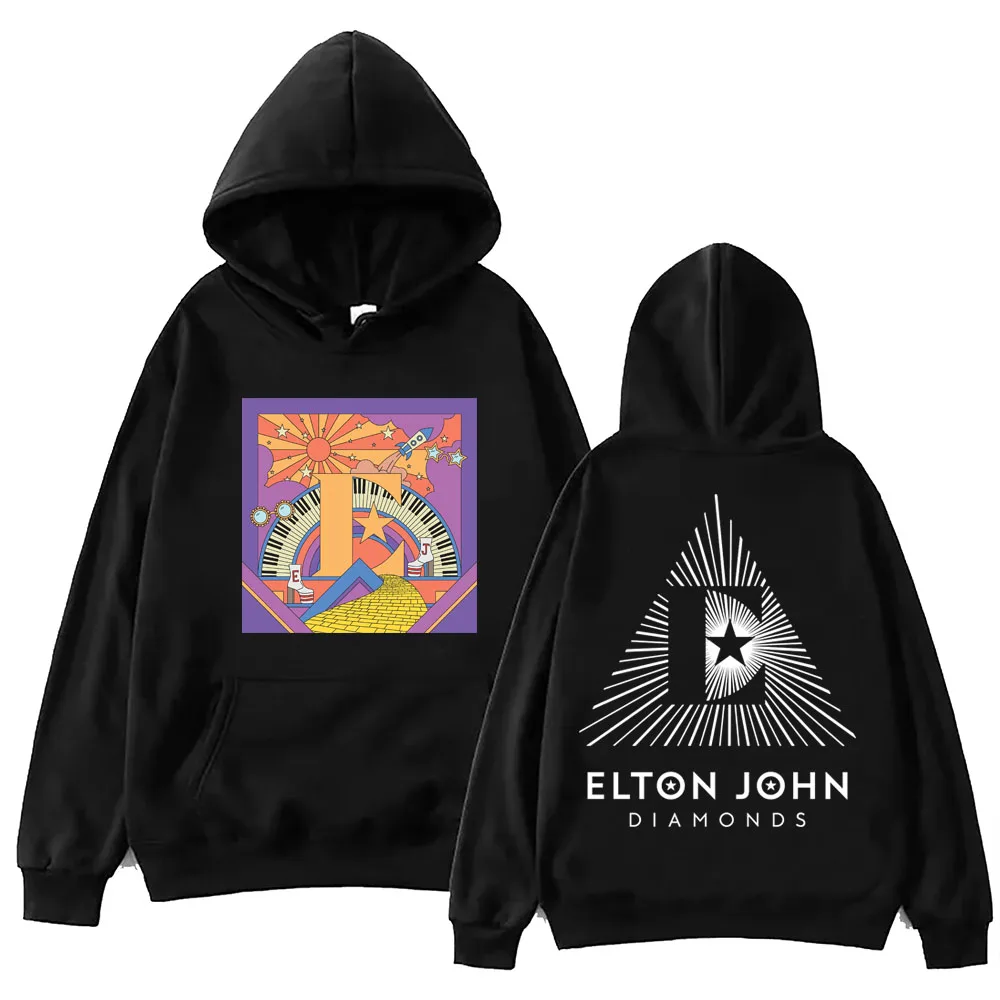 

Diamonds Elton John 2024 Hoodie Tops Long Sleeve Music Fans Gift Spring and Summer Casual Sweatshirt Printing