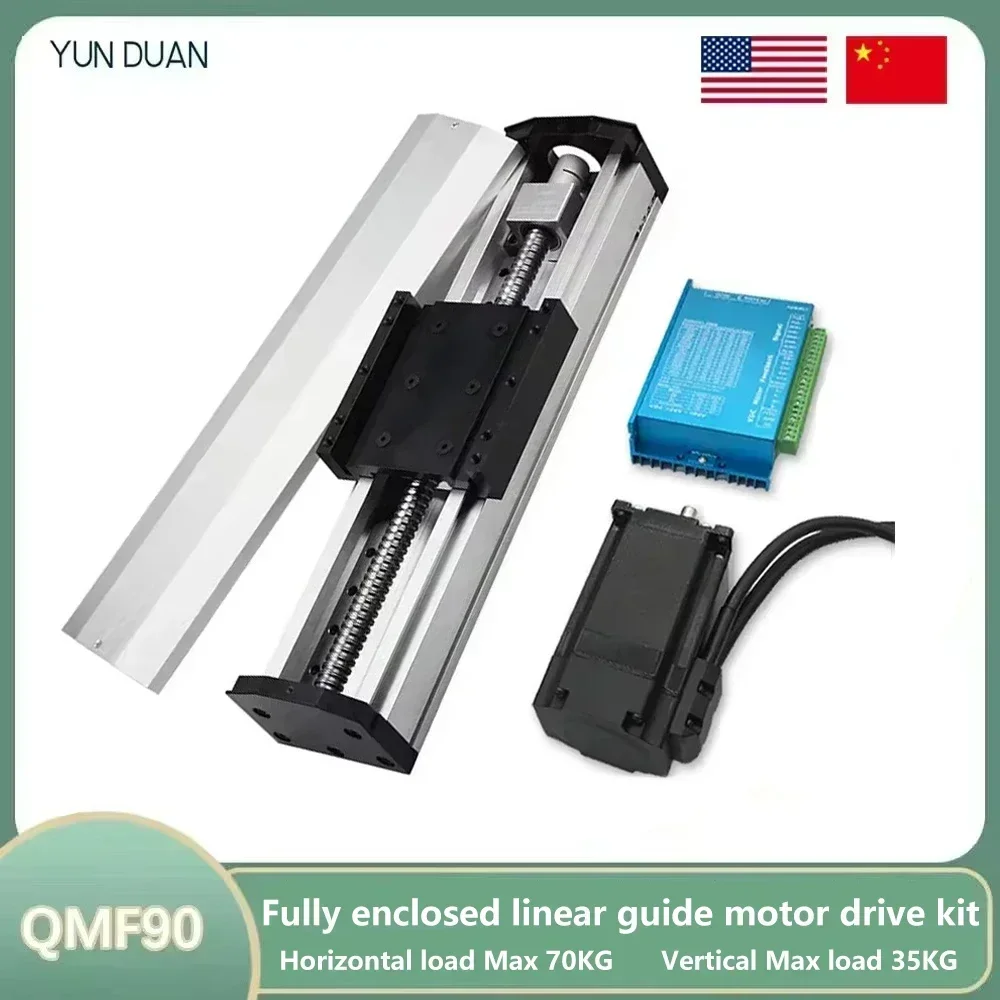 Enclosed Linear ท่องเที่ยวมอเตอร์ไดรฟ์ชุด 90 มม.สกรูกว้างตารางเลื่อน SFU1605 ทําความสะอาดห้องเดี่ยวแกนหุ่นยนต์ 4PCS MGN12C 1