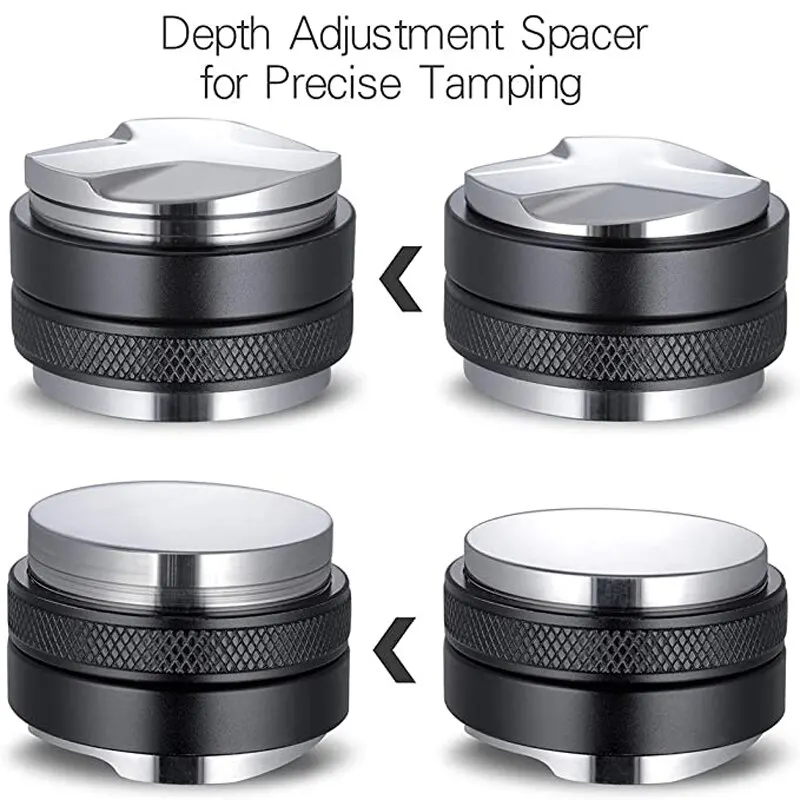51/53/58mm Coffee Distributor Dual Head Coffee Leveler Fits Adjustable Depth-Espresso 3Angled and Flat Tampers