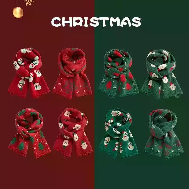 Fashionable Christmas Elk Snowman Scarf Warm Shawl Red Scarf Student Couple Christmas Gift Winter Warm Neck Protection Scarf