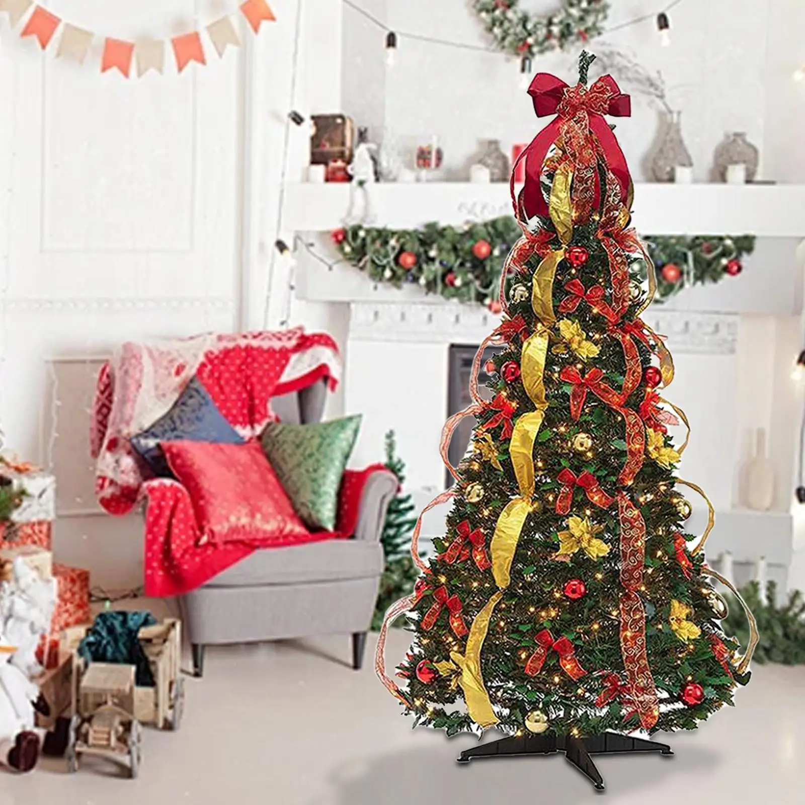 Christmas Pull Up Trees Collapsible Xmas Tree for Decorating Holiday Indoor