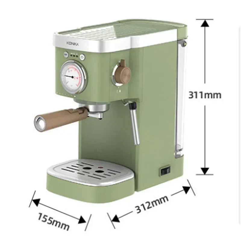 KONKA Italian Coffee Machine Retro Green Milk Frother Coffee Maker Powder Capsule Espresso Making Drinks Maquina De Cafe