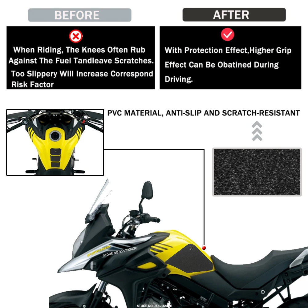 Adesivi Moto Antiscivolo Per Serbatoio - Grip Laterale In Rilievo Protettivo Per Ginocchia Per Suzuki V-Strom 650 DL650 (Modello D)