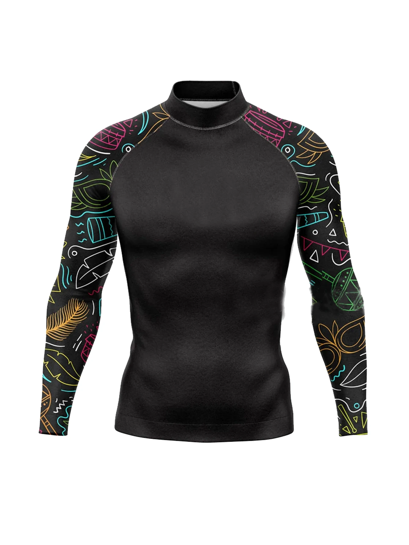 Rashguard Swim Short Sleeves Diving UV Protection UPF 50+ Elastic Rash Vest Loose Fit Top Swimming Quick Drying for Men