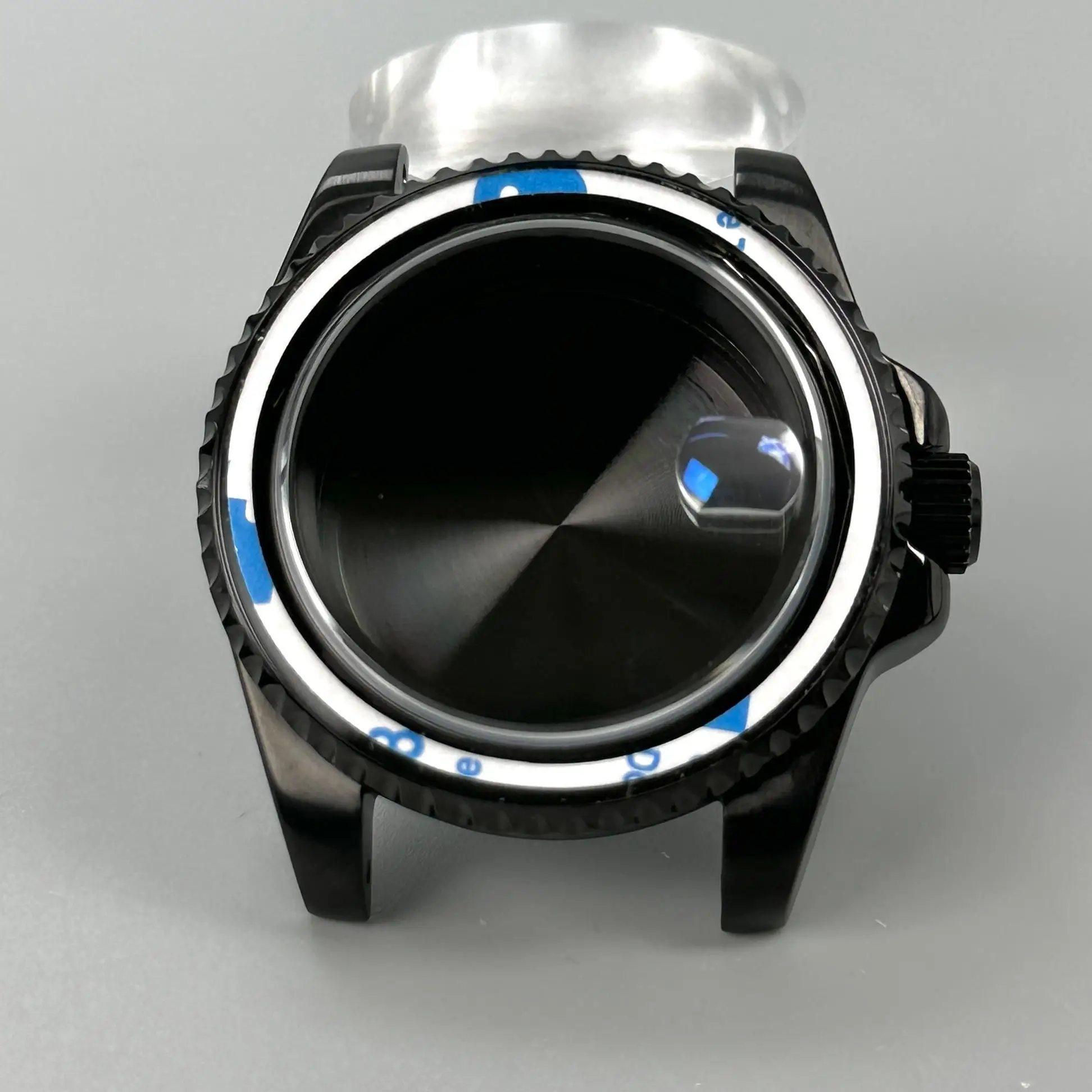 Elegant 40mm Black Watch Case with 120-Click Bezel for Automatic Mechanical Movement - Premium Dial Accessories