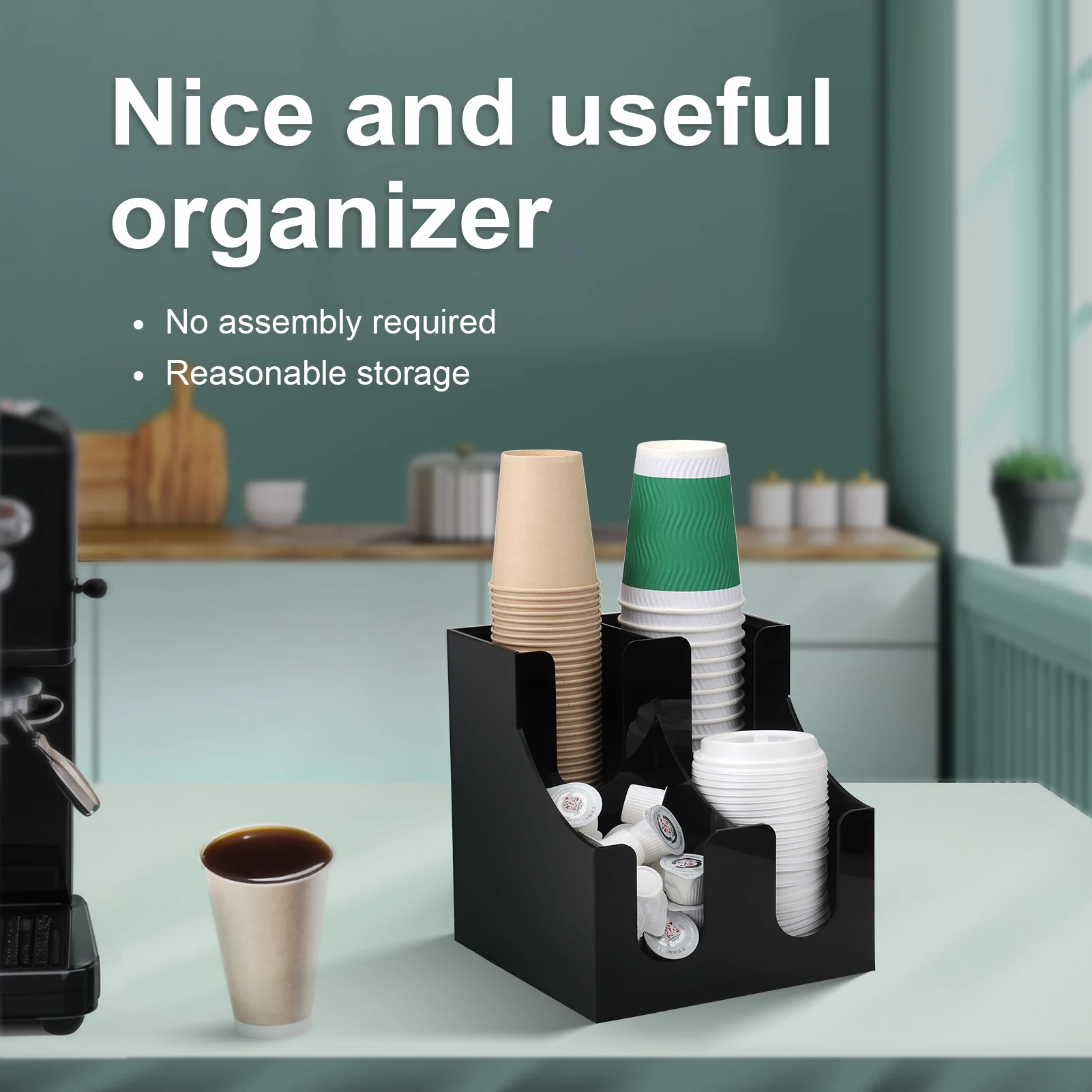 Multi-functional Shelves Acrylic Coffee Cup Dispenser Paper Cup Holder and Water Cup Storage Box for Coffee Shop and Tea Ba 5