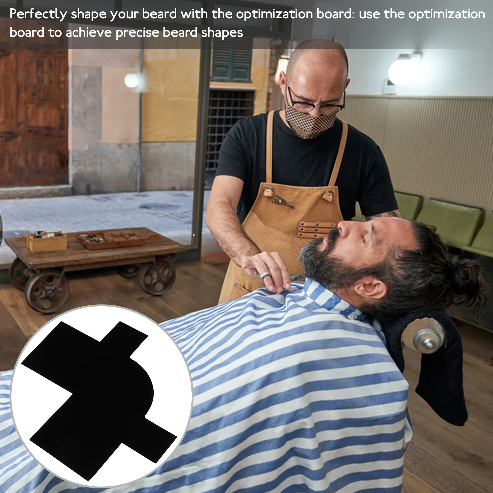 3 Pcs Haircut Template Beard Guide Hairline Baffle Beads for Shaping Tool Enhancing Card Black Pvc Man 6