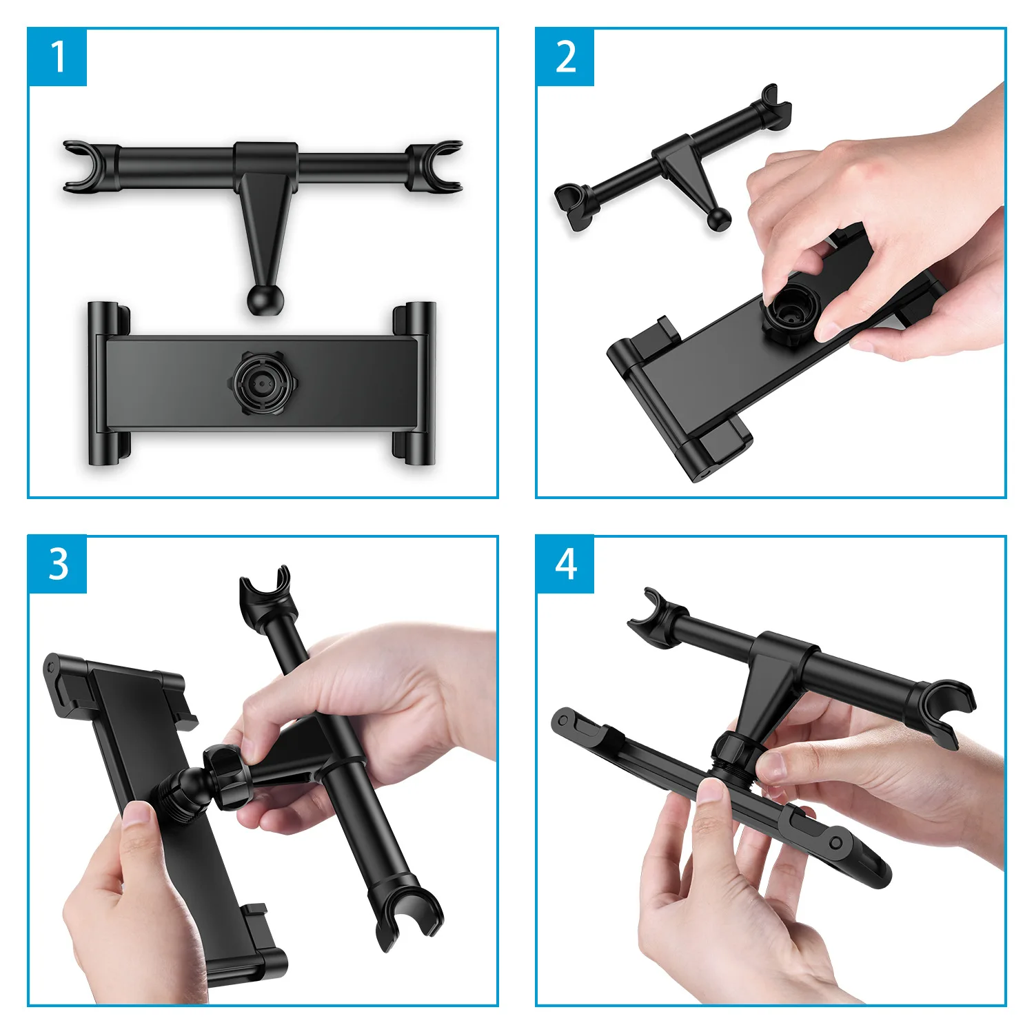 Tablet Car Holder For 4.7-13 in Tablet & Phone Holder Back Seat Headrest Mounting Holder Car Accessories For iPad Pro 12.9'' - 3