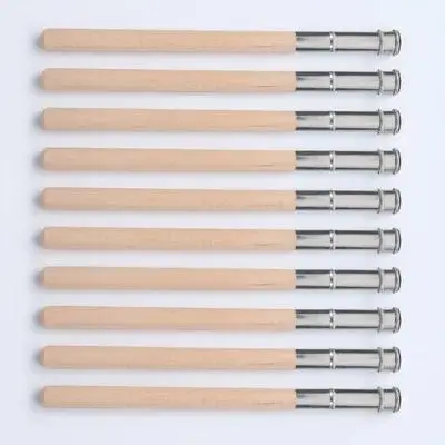 10Pcs 컬러 연필 연장기 목재 및 금속 구조 짧은 연필 홀더 연장기 아티스트 도구 크레용 연장 학교