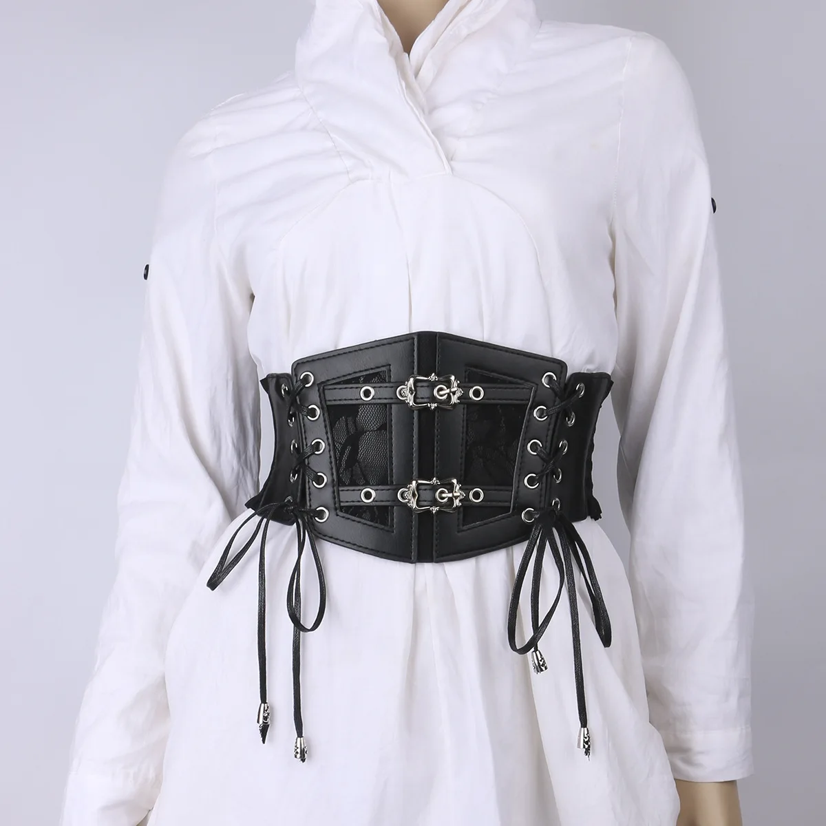 

Cross border lace strap waist closure for women's decoration and fashion, with elastic waistband, large and wide waist belt