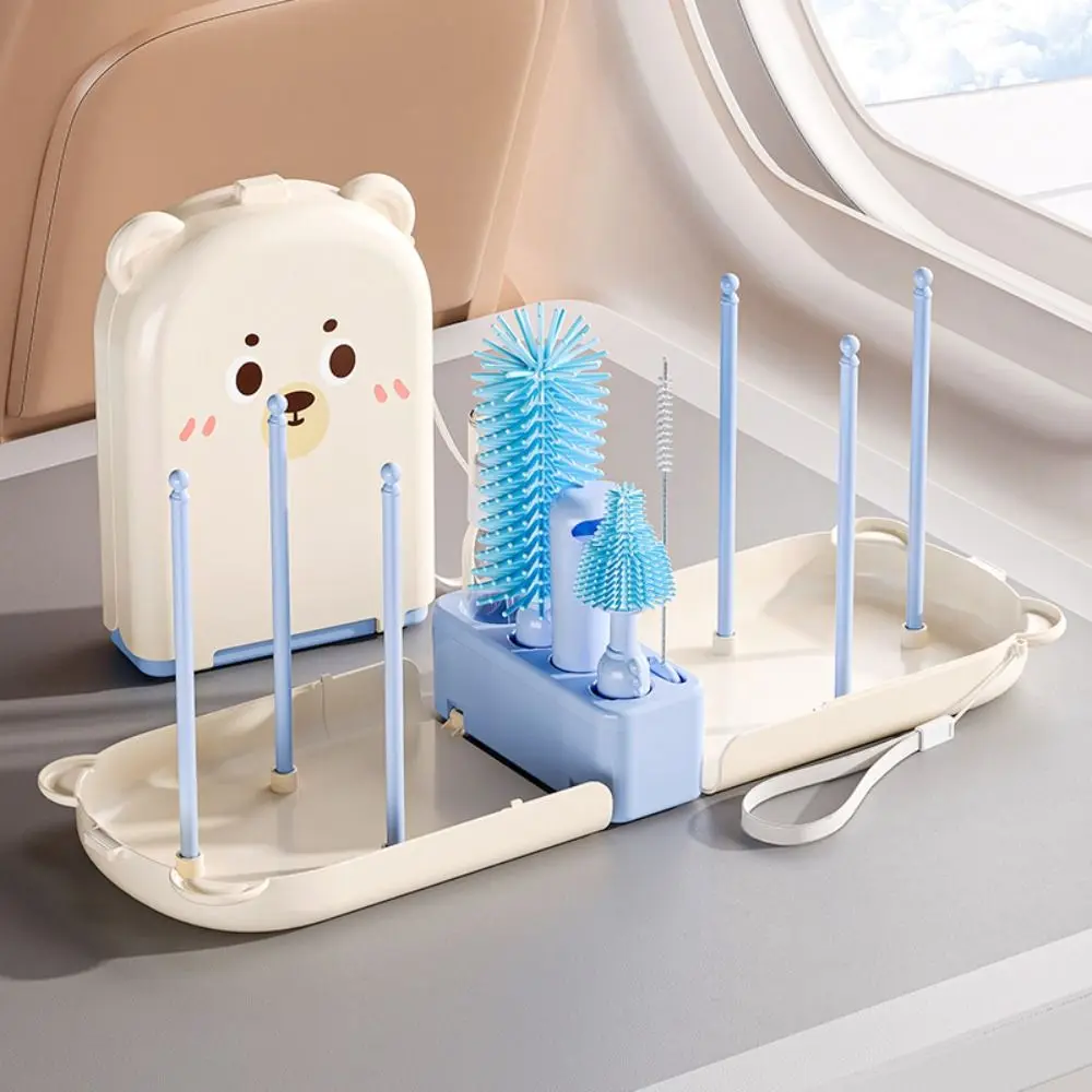 Convenient Baby Bottle Brush Set with Stand 360 Degree Rotation Washing Tool Set Long Handle Water Bottle Cleaner