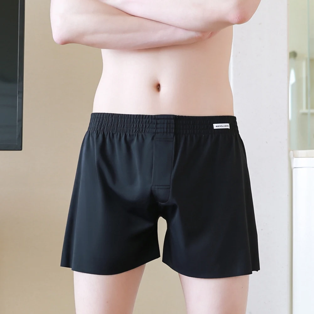 

Summer Sexy Men Ice Silk Arrow Pants Seamless Loose Boxer Elastic Waist Briefs Pouch Underwear Swim Shorts Trunks Homewear