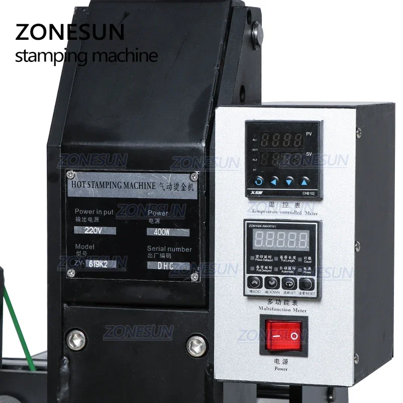 ZONESUN ZY-819K2 Pneumatic Hot Foil Stamping Machine Semi-Automatic Heat Press Printing Embosser Machine 110V/220V