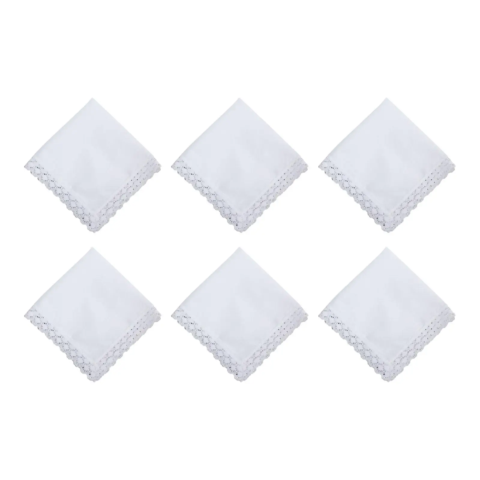 6 Pieces Pure White Lace Handkerchiefs Soft Wedding Hankies for Wedding Gift