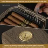 Travel Cigar Humidor Case with Cedar Lined, Cigar Lighter V Cut Cutter, Portable Cigar Humidor with Humidifier & Hygrometer 4