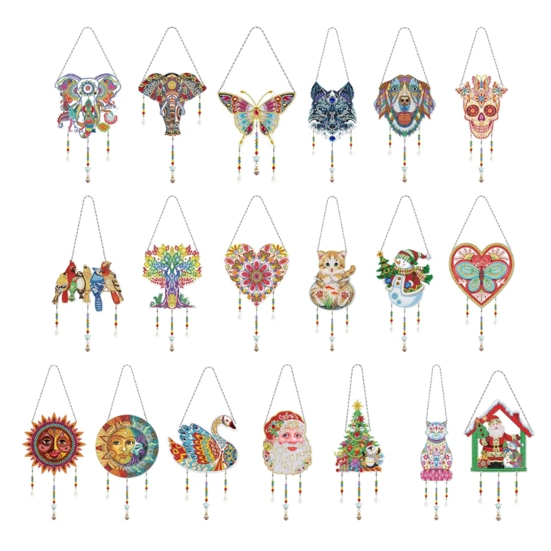 

Hanging Ornament Decor Diamonds Painting Wind Chimes Diamond Art Suncatchers Set