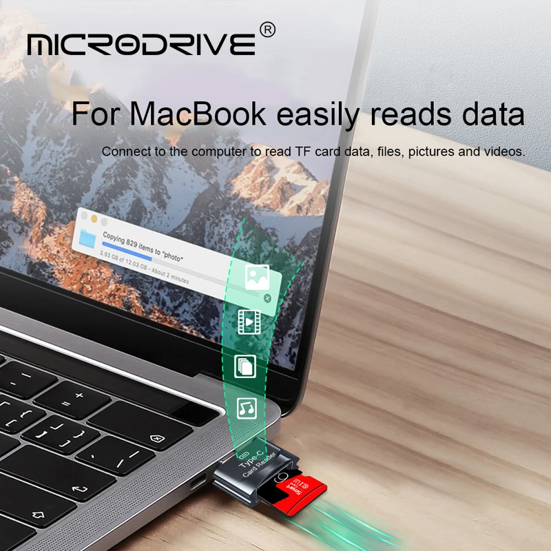 USB-C Memory Card Reader Adapter for SD and Micro SD Cards