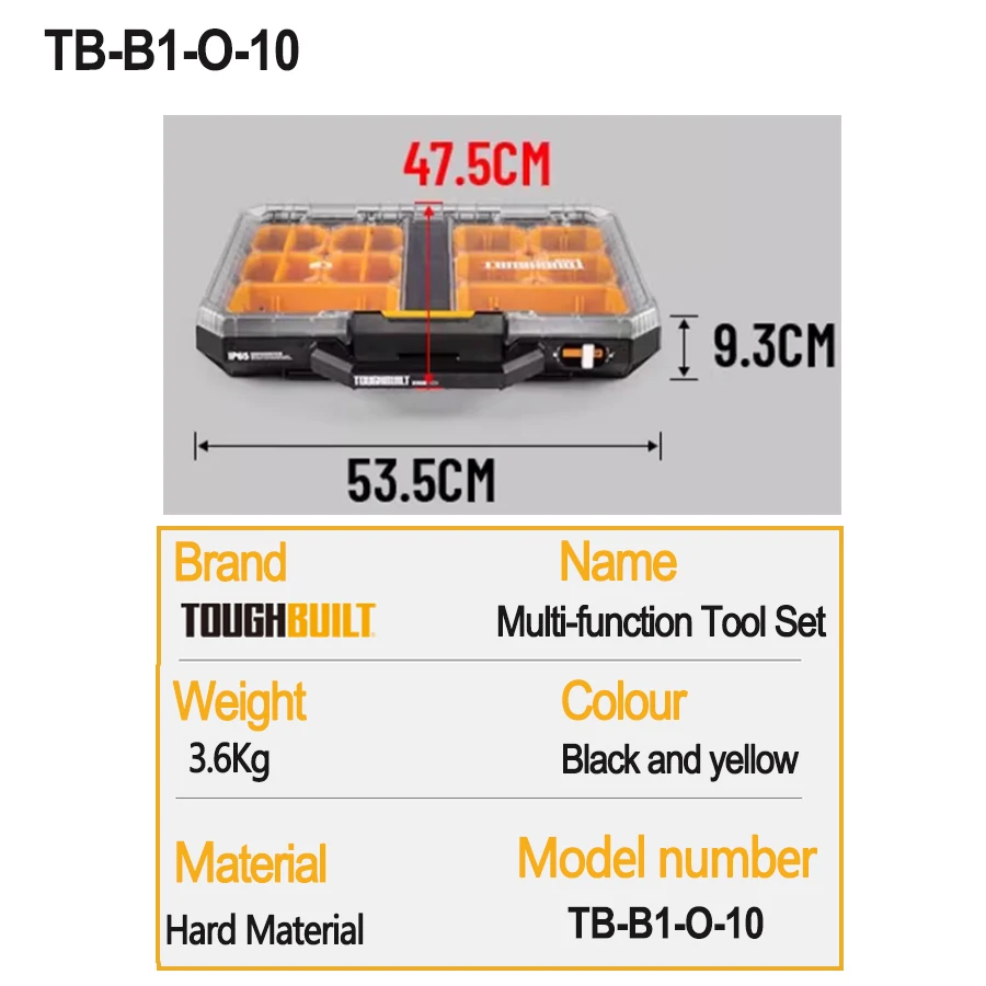 ToughBuilt TB-B1-O-10 Low Profile Full Organizer Includes 2 x Large Bins, 8 x Small Bins and 4 x Dividers 2
