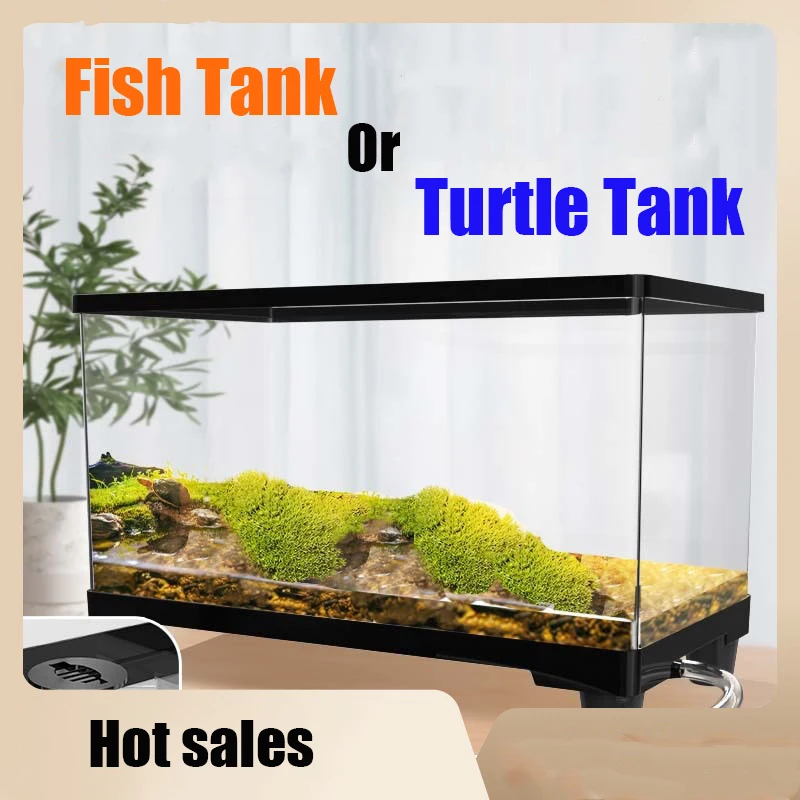 Fish Tank Ecologic Aquarium Turtle Tank Lighting Filter Amphibians Open Breeding Box Bottom Drainage Watertank Ecosystem