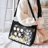 Big Ita Bag Black with Insert Japanese Cute Clear Women Double Straps Girls Kawaii Transparent Shoulder Bag Purses and Handbags 2