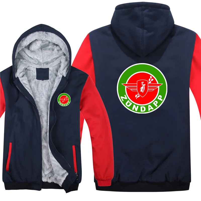 Winter Zundapp Motorcycle Hoodies Zipper Thick Unisex Zundapp Sweatshirt Man Warm Coat Fleece Streetwear Jacket 2