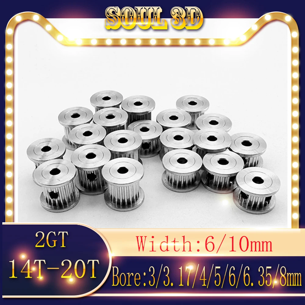 

AF Type 20 Teeth 2GT GT2 Synchronous Timing Wheel Hole 4/5/6/6.65/8/10mm Belt Width 6/10mm For 3D Printer Accessories