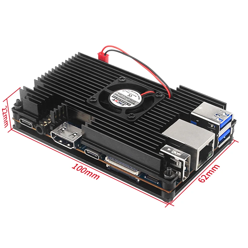 Orange Pi 5 Aluminum Alloy Case Active & Passive Metal Cooling Enclouse with Fan