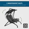 Patio Swing Chair with 2 Separate Seats, Outdoor Swing Glider with Removable Canopy and Cup Holders, for Porch, Garden, Poolsid 3