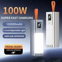 Real 100W Power Bank 100000mAh Fast Charging Large Capacity External Battery with Headlamp  for Macbook Pro Lenovo Laptop - Image 2