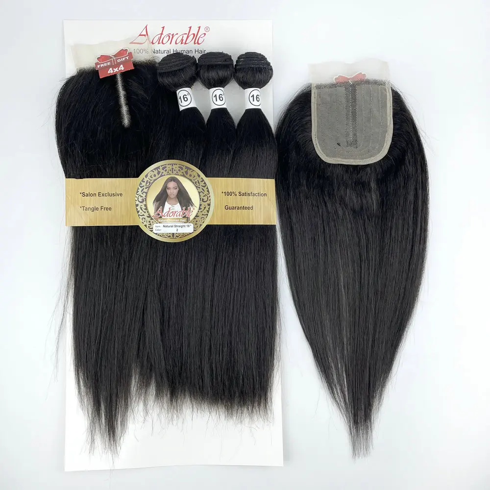 Adorable Yaki Straight 3+1 With T Part Lace Closure , Animal Mix