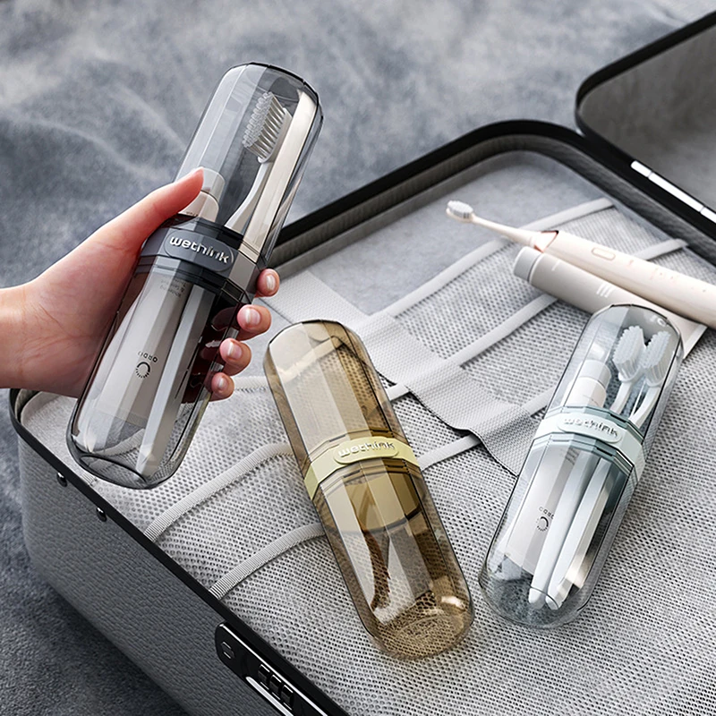 Compact Travel Toiletry Kit: Toothbrush & Toothpaste Holder with Rinse Cup