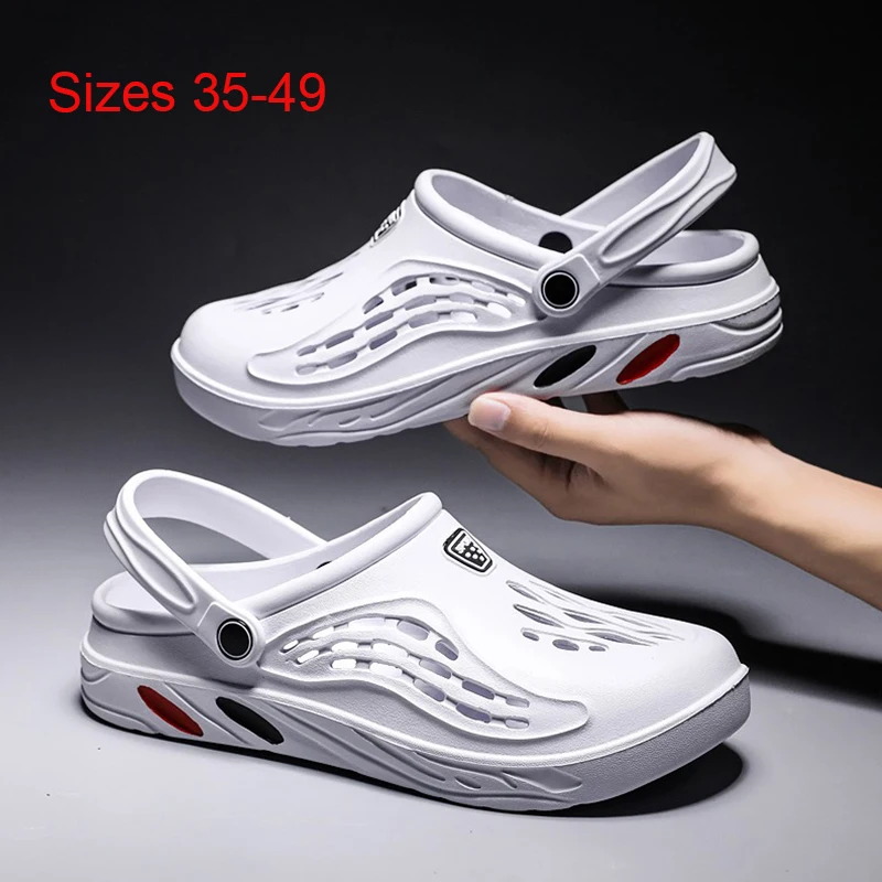 Breathable Men Leather Sandals Sports Slippers Non-slip Garden Beach Shoes 35-49 Plus Size Platform