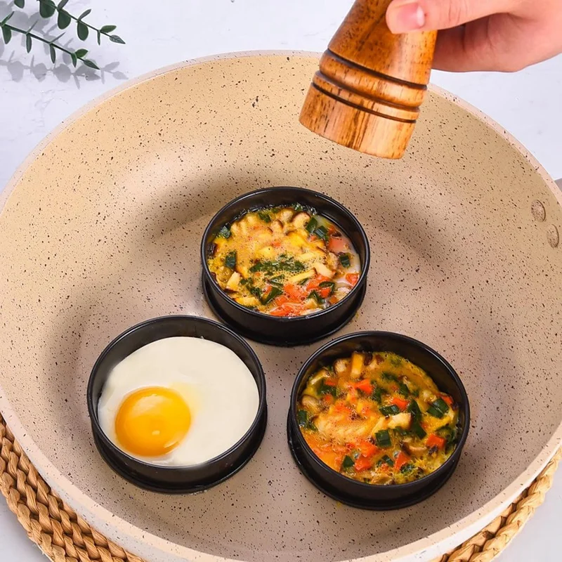 NONSTICK 영어 머핀 반지, 스테인레스 스틸 더블 롤 타르트 링, 머핀, 팬케이크용 크럼펫 링, 8 개