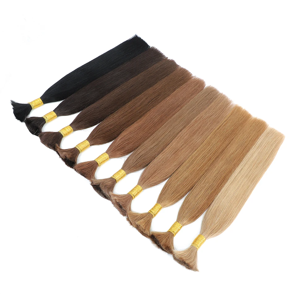 Colorful Straight Human Bulk Hair for Braiding No Weft Hightligh Braiding Human Hair Extensions Brazilian Remy 12"-28",100g