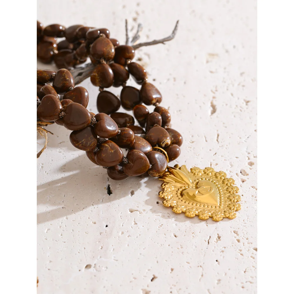 Yhpup Necklace Acrylic Beads Handmade Autumn