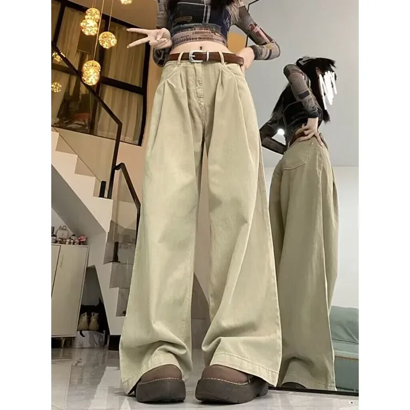 Deeptown Y2k Vintage Baggy Jeans Women Autumn Wide Korean Fashion Denim Pants Oversized Khaki Trousers Aesthetic Streetwear New