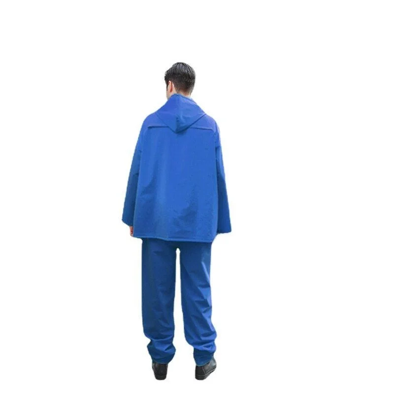 새로운 성인용 두꺼운 연장형 PVC 가죽 패치 레인코트 세트 통기성 투피스 안전 작업복 레인코트 내구성 방수복