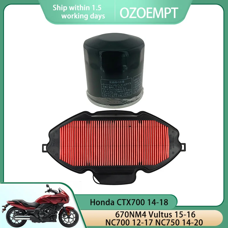 

OZOEMPT Motorcycle Air & Oil Filter Set Apply to Honda 670NM4 Vultus 15-16 CTX700 14-18 NC700 12-17 NC750 14-20