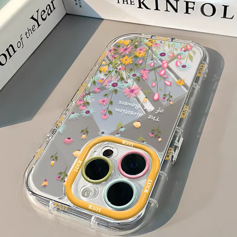 Full Screen Flower Mirror Phone Case - Y2K Clear Sweet Cover