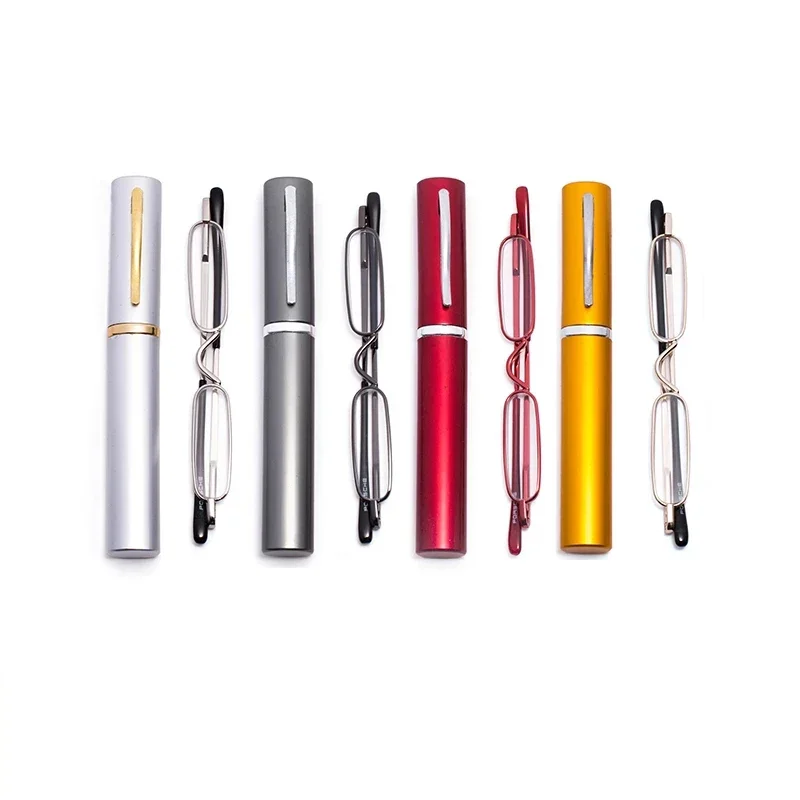 Reading Glasses Small Metal Case Men Women Mini Portable Pen Presbyopic 2.0 1.0 1.5 2.5