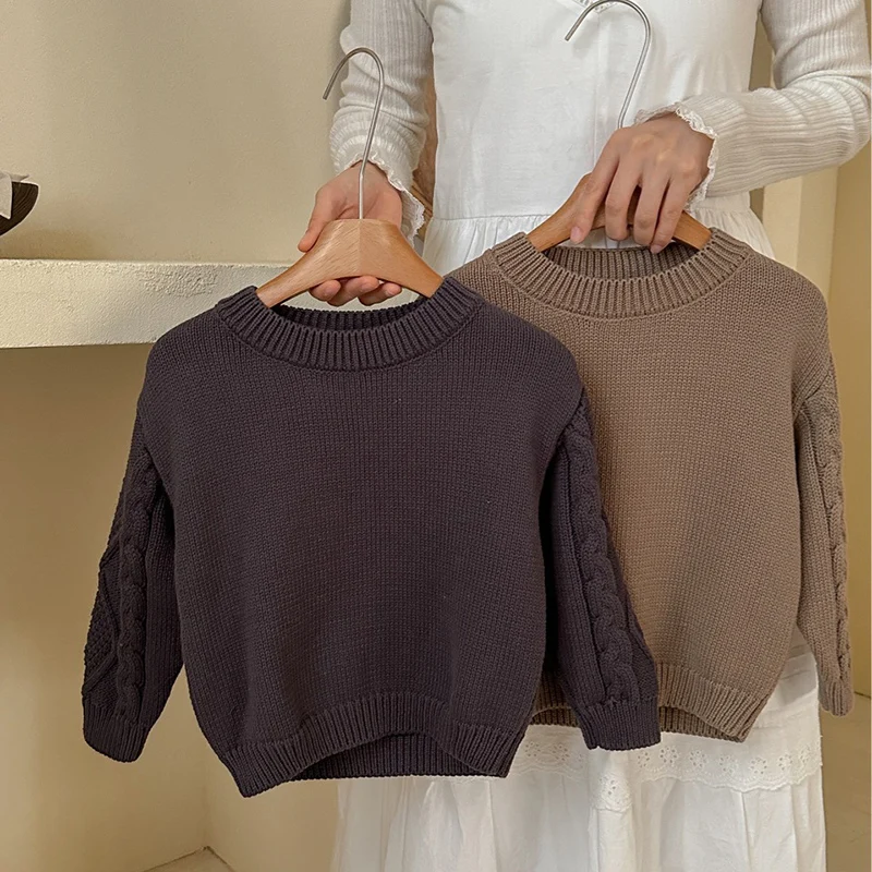 2026년 신상 봄 한국 스타일 1-6세 아동복 캐주얼 루즈 풀오버 스웨터  스웨터..