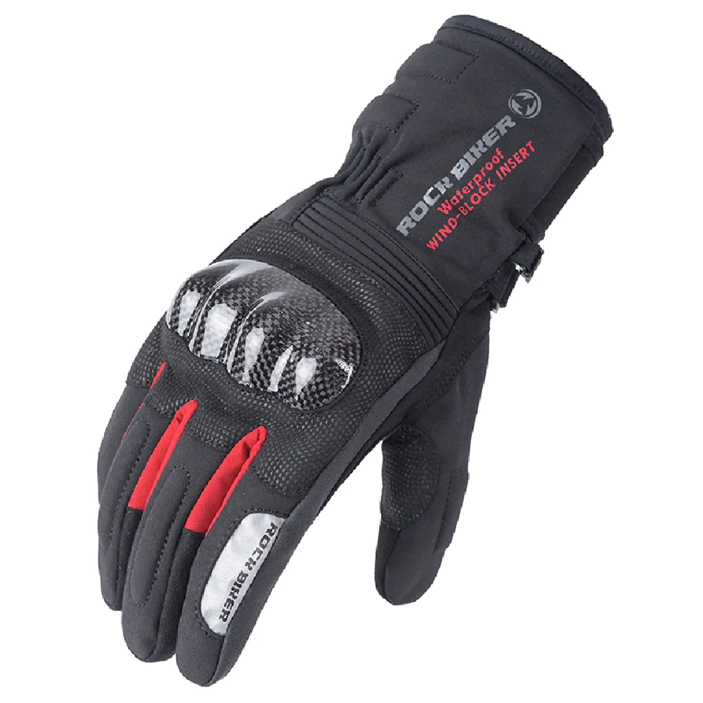 

Черные, красные мотоциклетные перчатки, водонепроницаемые перчатки из углеродного волокна для мотокросса, перчатки для сенсорных экранов, зимние мотоциклетные перчатки для верховой езды