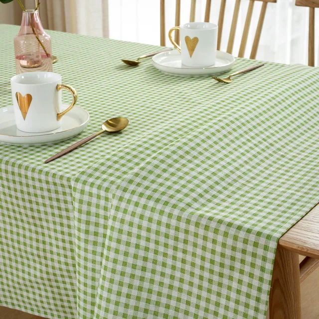 Inyahome-Nappe à carreaux vichy vintage, couverture de table en coton et lin pour QueParty, utilisation intérieure ou extérieure 4