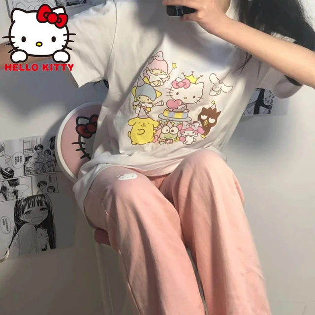 Sanrio Hello Kitty Y2k Summer Kawaii Crop Top Woman Long Sleeve Design  T-shirt For Women Cute Tops Kawaii Clothes Girls Trendy - T-shirts -  AliExpress