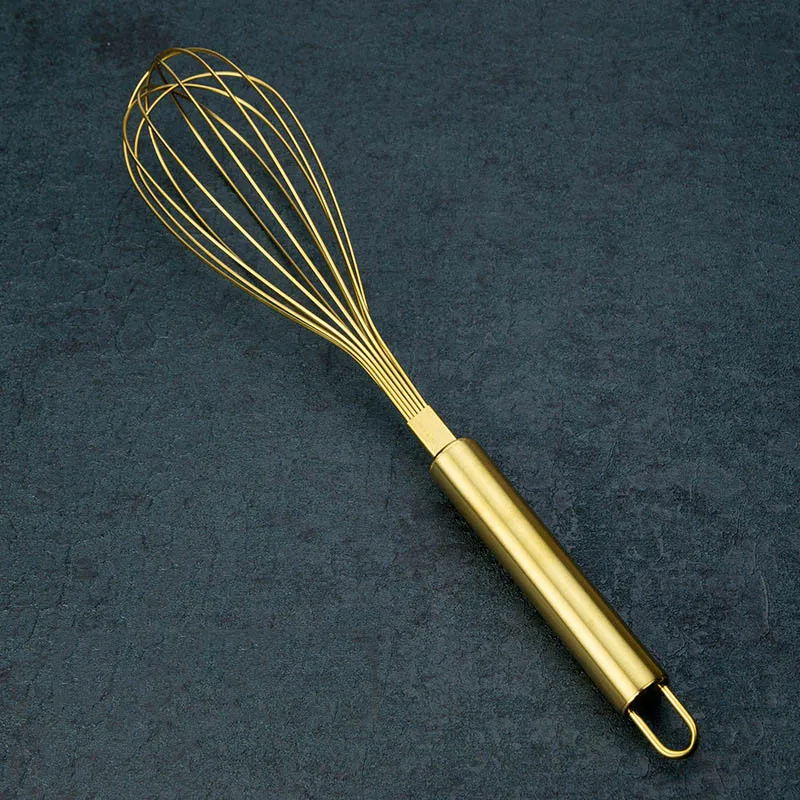 1Pcs Gold Stainless Steel Egg Beater Hand Whisk Egg Mixer Baking Cake Tool for Kitchen
