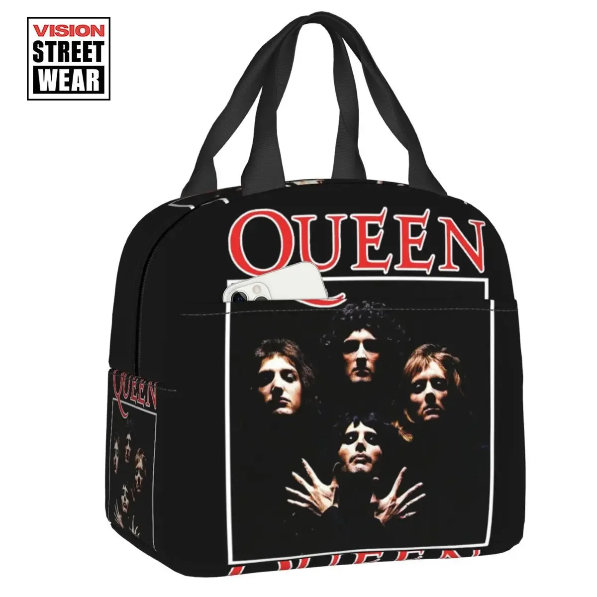 

Queen Freddie Mercury Portable Lunch Box Women Multifunction British Singer Rock Band Cooler Thermal Food Insulated Lunch Bag