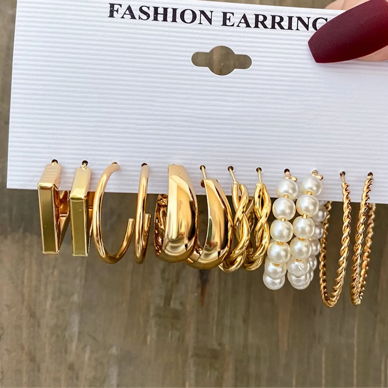 Pearl Earrings 12 Sets Geometric C Alloy For New Holiday Parties In Europe And The United States