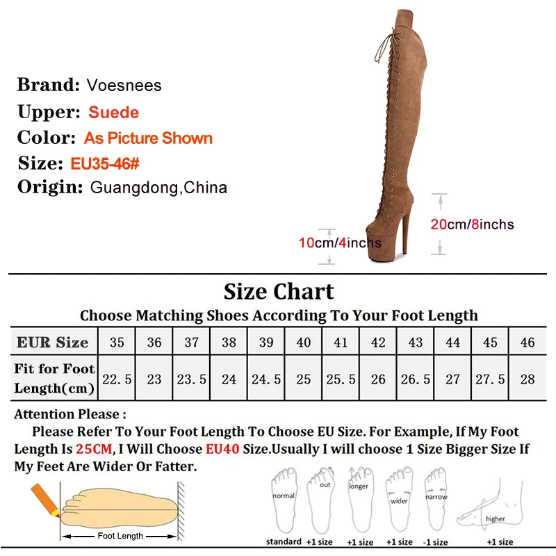 Suede Peep Toe Women's Boots Over Knee Long Boots 20cm/8Inches Super High Heel Thigh High Boots Women Platform Stripper Shoes