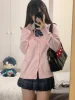 Pink Blue Black Cute Jk Sweater Knitted Cardigan Female Original Japanese Jacket Uniform School Supply Feeling Lazy Style 1